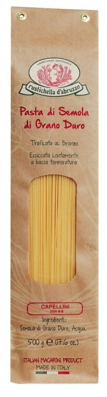 Capellini, macarrao de semola de trigo duro, Rustichella - 500g - pacote