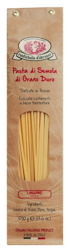 Linguine, durum hveiti semolina pasta, Rustichella - 500g - pakka
