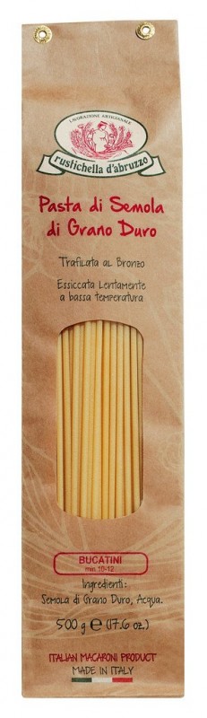 Bucatini, durumhvete semulegrynpasta, Rustichella - 500 g - pakke