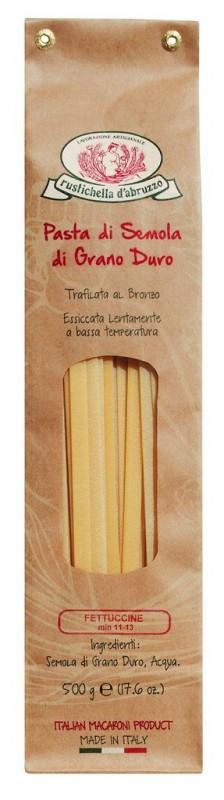 Fettuccine lunghe, durum hveiti semolina pasta, Rustichella - 500g - pakka