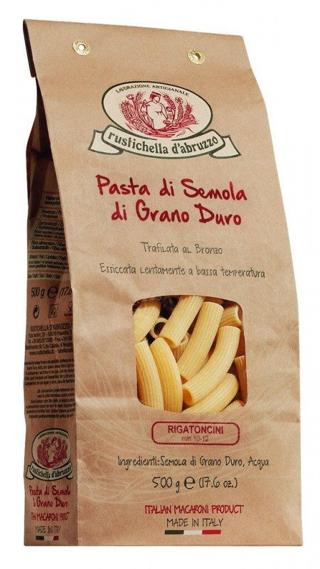Rigatoncini, durum hveiti semolina pasta, Rustichella - 500g - pakka