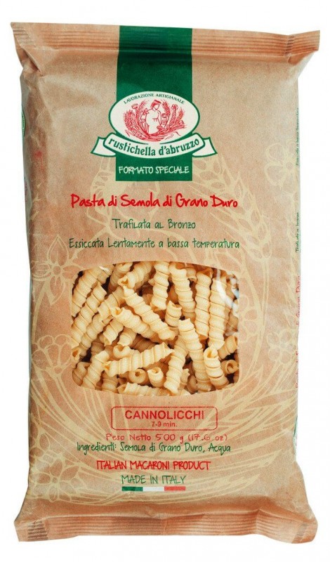 Cannolicchi, pasta di semola di grano duro, Rustichella - 500 g - pacchetto