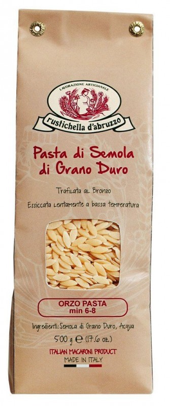 Orzo pasta, durumvehna mannapasta, Rustichella - 500g - pakkaus