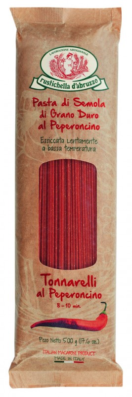 Tonnarelli al peperoncino, spageti dengan cabai, Rustichella - 500 gram - mengemas Tonnarelli al peperoncino, spageti dengan cabai, Rustichella - 500 gram - mengemas