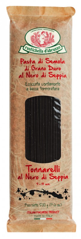 Tonnarelli al nero di seppia, musta spagetti, rustichella - 500g - pakkaus