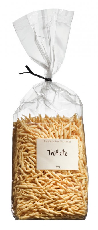 Pasta di semola di grano duro, Trofiette, pasta de semola de trigo duro, Trofiette, Cascina San Giovanni - 500g - embalar