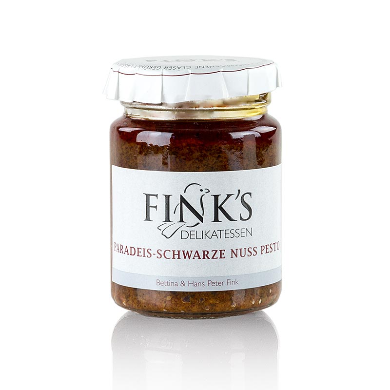Paradeis/Tomaten-Schwarze Nuss Pesto Finks Delikatessen - 90 g - Glas Paradeis/Tomaten-Schwarze Nuss Pesto Finks Delikatessen - 90 g - Glas