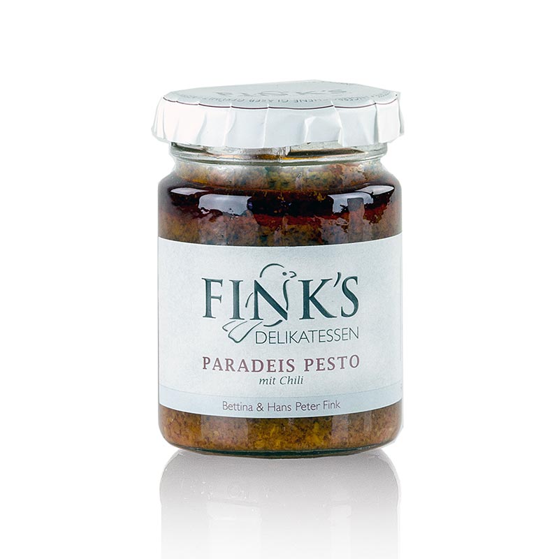 Paradeis/Tomatenpesto mit Chili Finks Delikatessen - 90 g - Glas Paradeis/Tomatenpesto mit Chili Finks Delikatessen - 90 g - Glas