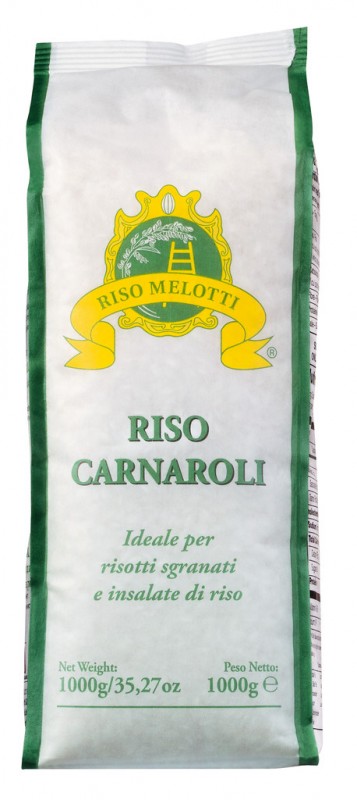 Riso Carnaroli, risotto ris Carnaroli, langkornet, Melotti - 1000 g - pakke