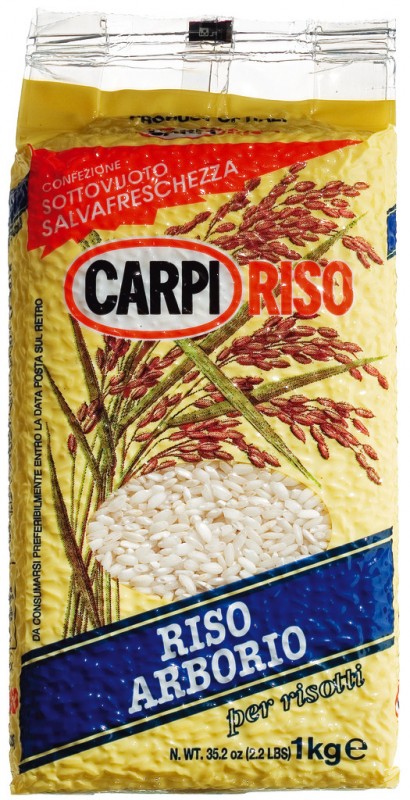 Riso Arborio, risotto ris Arborio, kortkornet, Riseria Modenese - 1000 g - pakke