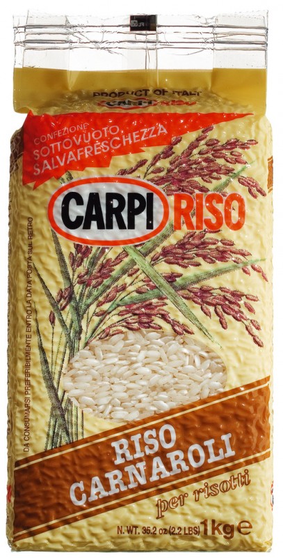 Riso Carnaroli, riso carnaroli per risotto, chicco lungo, Riseria Modenese - 1.000 g - pacchetto