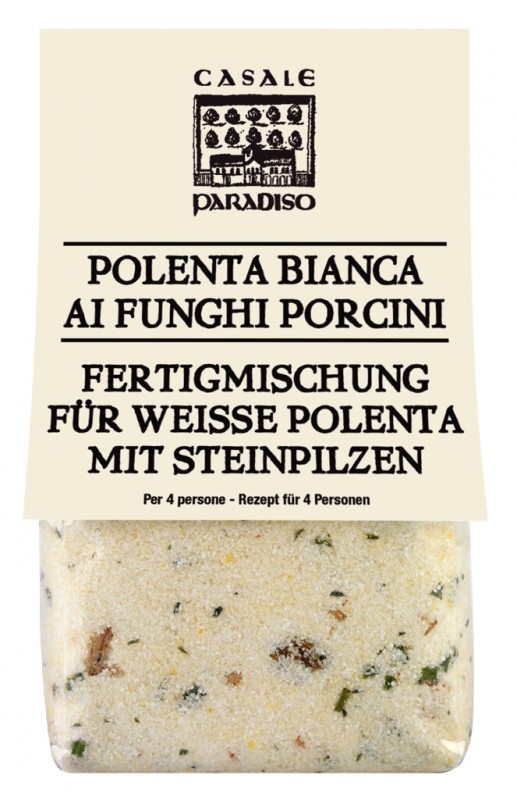 Polenta bianca ai funghi porcini, polenta branca com cogumelos porcini, Casale Paradiso - 300g - pacote