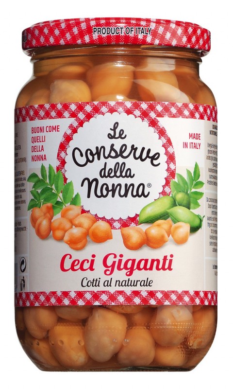 Ceci giganti, kacang ayam dalam air garam, Le Conserve della Nonna - 360g - kaca
