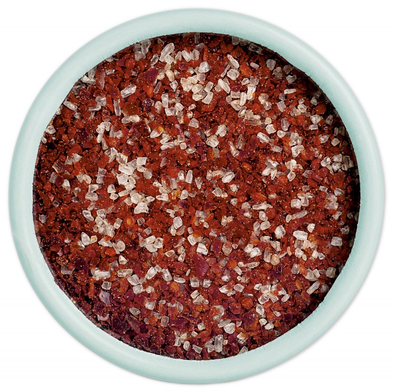 Granito con Chili, joalheria, sal marinho com pimenta, Sal de Ibiza - 75g - Pedaco