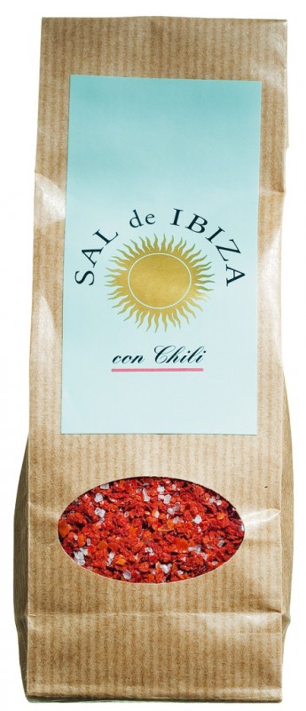 Granito con cabai, isi ulang, garam laut dengan cabai, dalam kantong jendela, Sal de Ibiza - 150 gram - tas