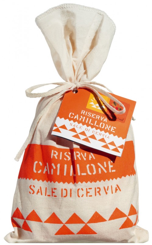 Sale di Cervia, Riserva Camillone, juta, havsalt i jutepose, medium korn, Parco della Salina di Cervia - 750 g - bag