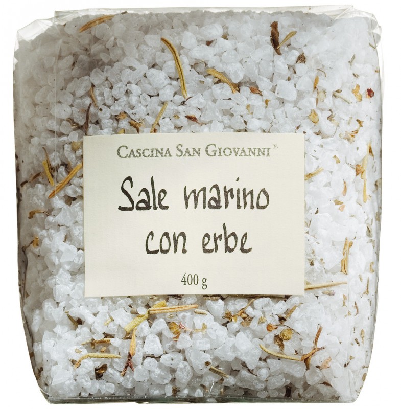 Venta marino con erbe, sal marina con hierbas, Cascina San Giovanni - 400g - bolsa