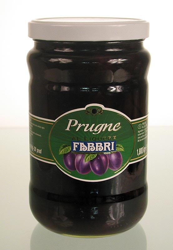 Armagnac-Pflaumen in Alkohol mit Kern 18% vol. von Fabbri - 1,8 kg - Glas Armagnac-Pflaumen in Alkohol mit Kern 18% vol. von Fabbri - 1,8 kg - Glas