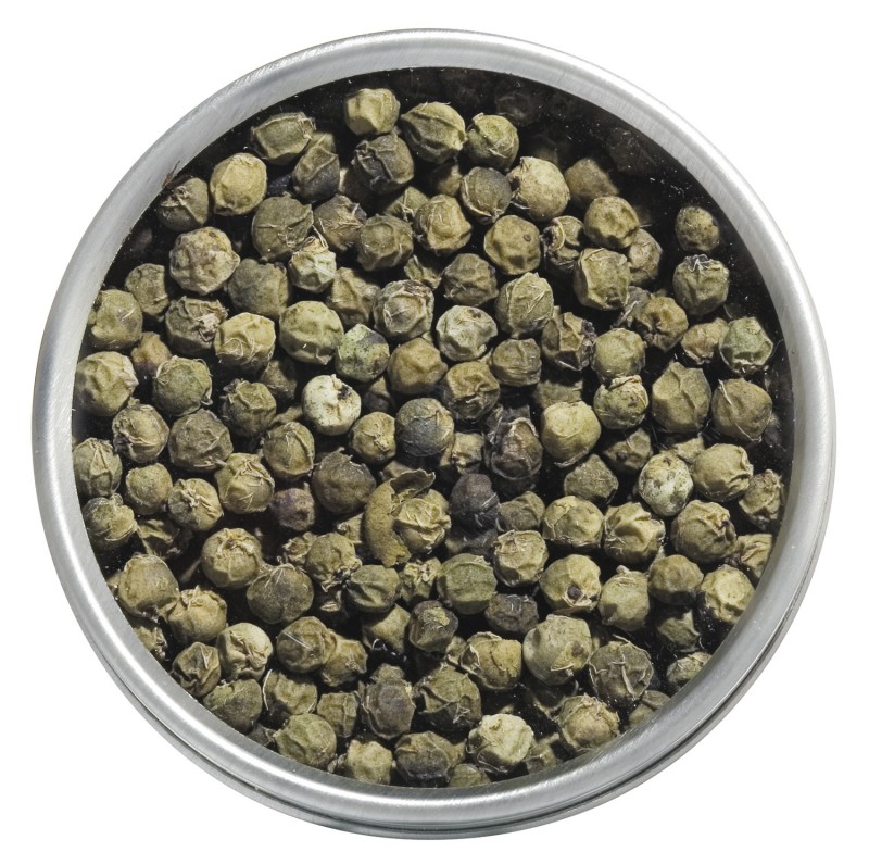 Jungelpepper, groenn, oekologisk, hel, Kerala, Soervest-India, Le Specialita di Viani - 30 g - kan