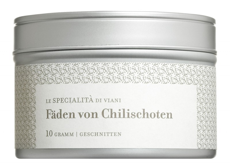 Chilipepper, i trader, metallboks med visningsvindu, Le Specialita di Viani - 10 g - kan