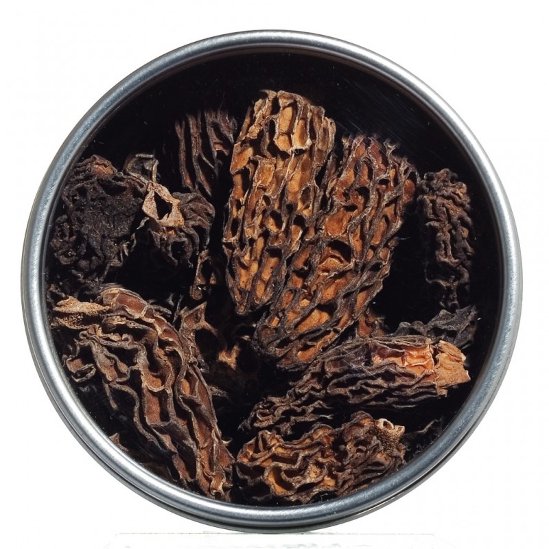 Sma spetsiga murklor, torkade, utan stam, torkade spetsiga murklor, sortering 2-3 cm, Viani - 10 g - burk