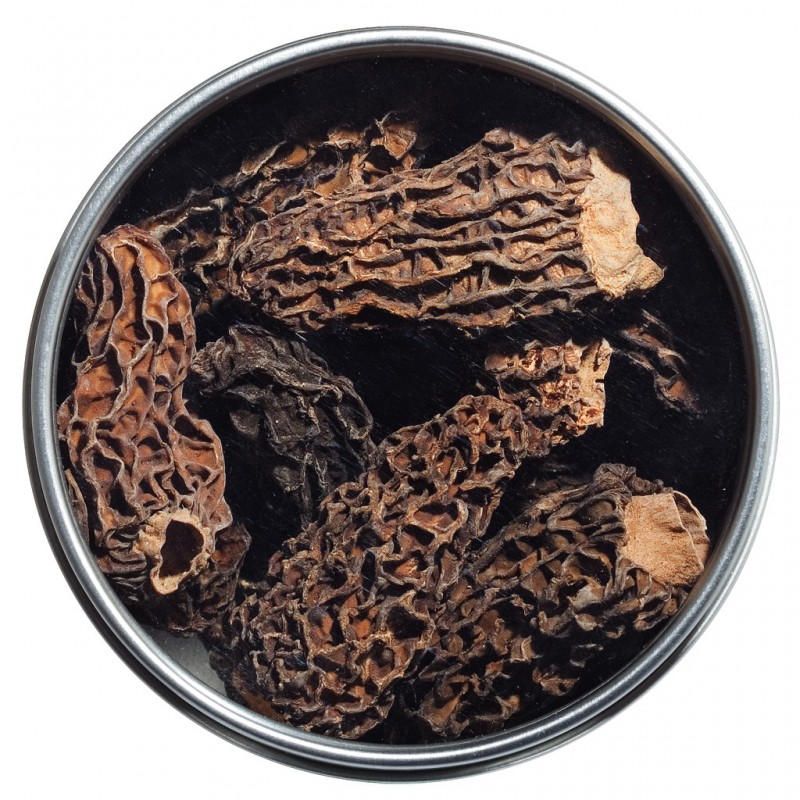 Torkade spetsiga murklor, utan stam, torkade spetsiga murklor, sortering 4-6 cm, Viani - 20 g - burk