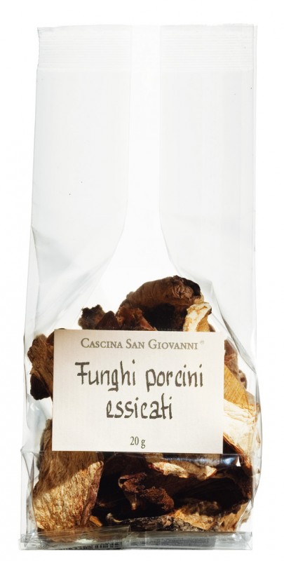 Funghi porcini essicati, toerket porcini-sopp, Cascina San Giovanni - 20 g - bag