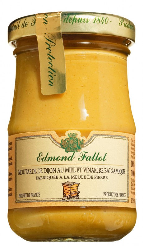 Moutarde de Dijon au miel et balsamique, Dijonin sinappi hunajalla ja balsamiviinietikalla, Fallot - 105 g - Lasi