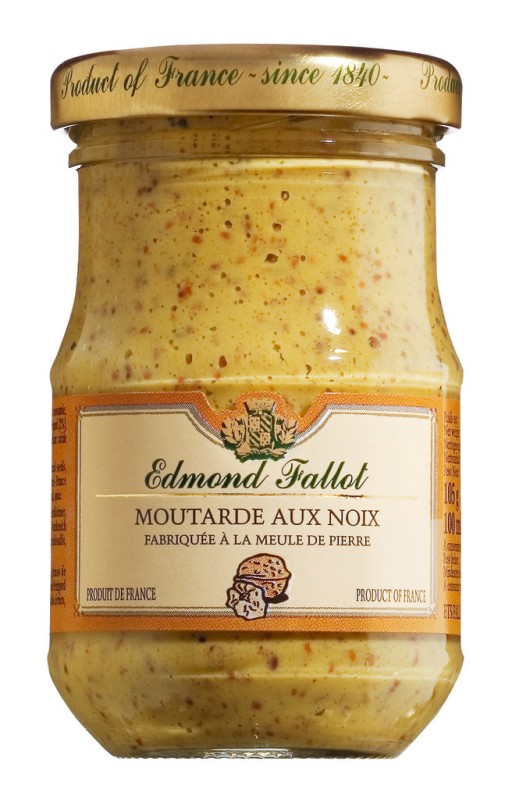 Moutarde aux noix, Dijon-sinappi pahkinoilla, Fallot - 105 g - Lasi