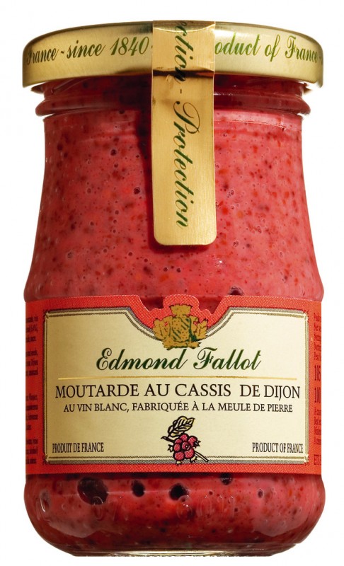 Moutarde au cassis de Dijon, Dijonsennep med cassis, Fallot - 105 g - Glass