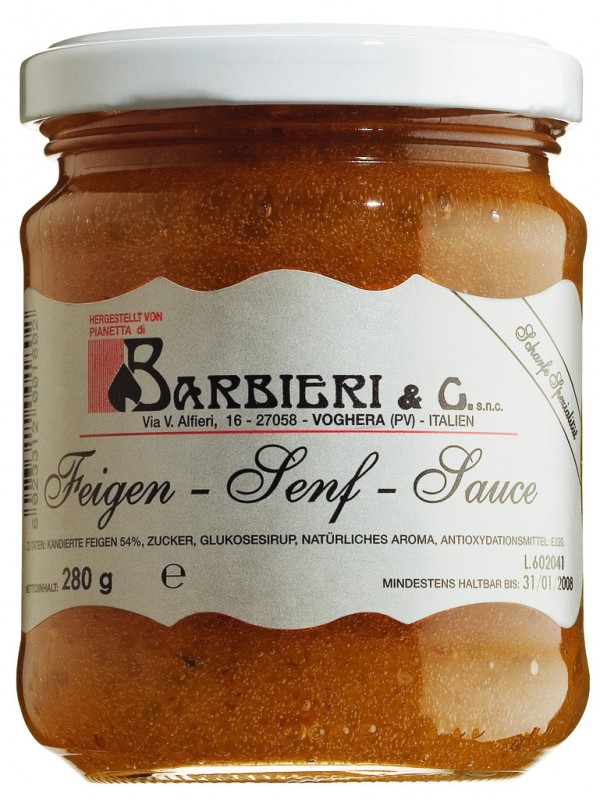 Salsa di fichi, salsa de mostassa de figues, picant-dolc, Barbieri - 212 ml - Vidre