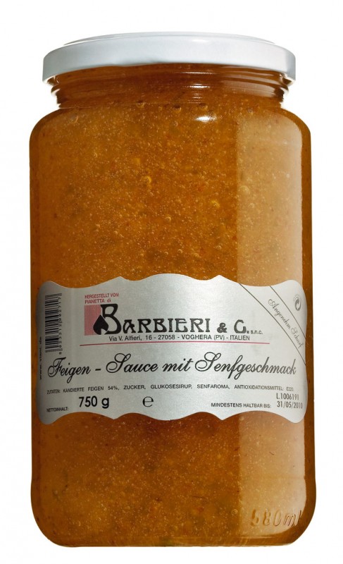 Salsa di fichi, salsa de mostaza con higos, dulce y picante, Barbieri - 580ml - Vaso
