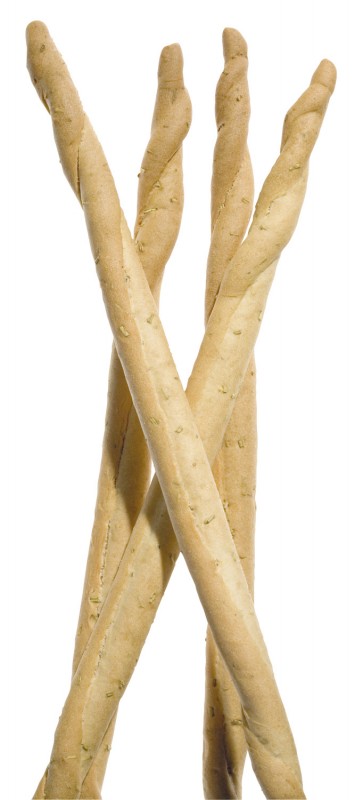Grissini Rubata al rosmarino, pequenos palitos enrolados a mao com alecrim, Mario Fongo - 200g - bolsa Grissini Rubata al rosmarino, pequenos palitos enrolados a mao com alecrim, Mario Fongo - 200g - bolsa