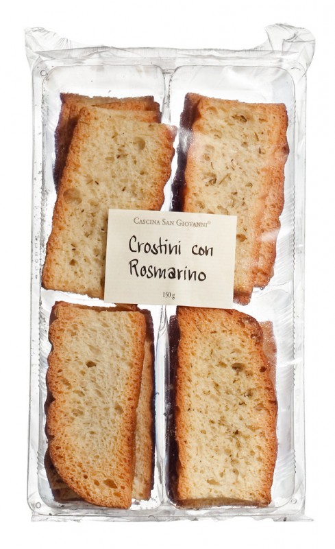 Crostini con rosmarino, biscoitos salgados com alecrim, Cascina San Giovanni - 150g - bolsa