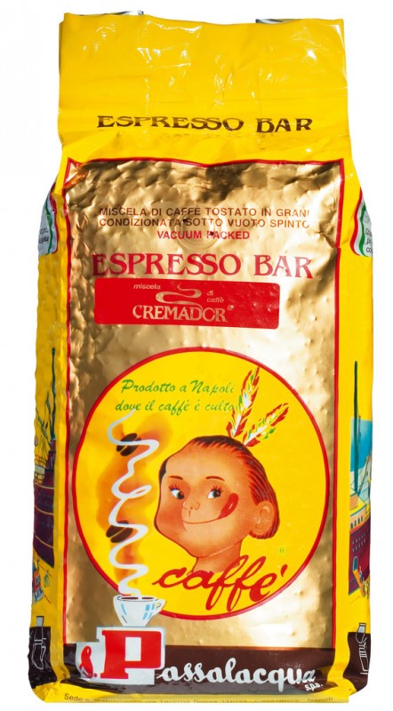 Cremador Caffe em grani, 70% Arabica, 30% Robusta, feijao, passalacqua - 1.000g - bolsa