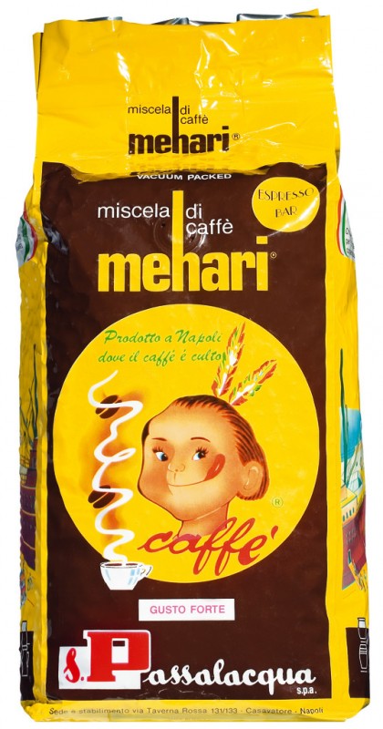 Mehari em grani, 50% Arabica, 50% Robusta, feijao, passalacqua - 1.000g - bolsa