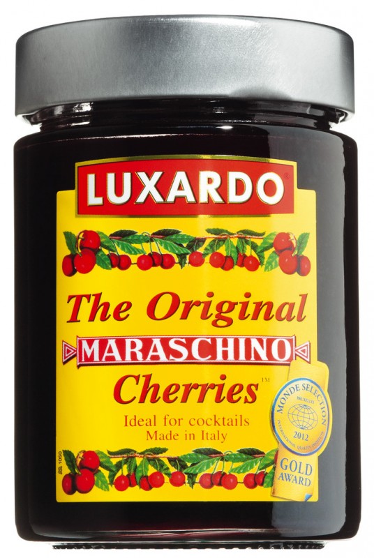 Marasche al frutto, sokeroituja marascakirsikoita siirapissa, Luxardo - 400g - Lasi