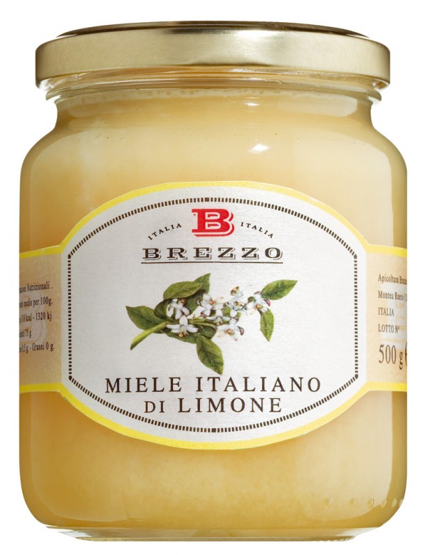 Miele di limone, miele di zagara, Apicoltura Brezzo - 500 g - Bicchiere