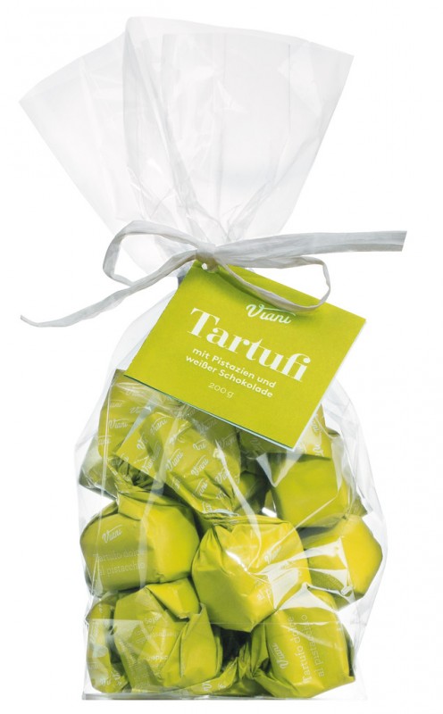 Tartufi dolci al pistacchio, Sacchetto, pralina di cioccolato bianco con pistacchi, Viani - 200 g - borsa