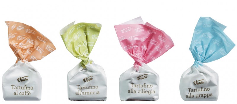 Tartufini dolci aromatizzati mini mix, saco de LSDV, trufas de chocolate com sabores variados, saco, Le Specialita di Viani - 200g - bolsa
