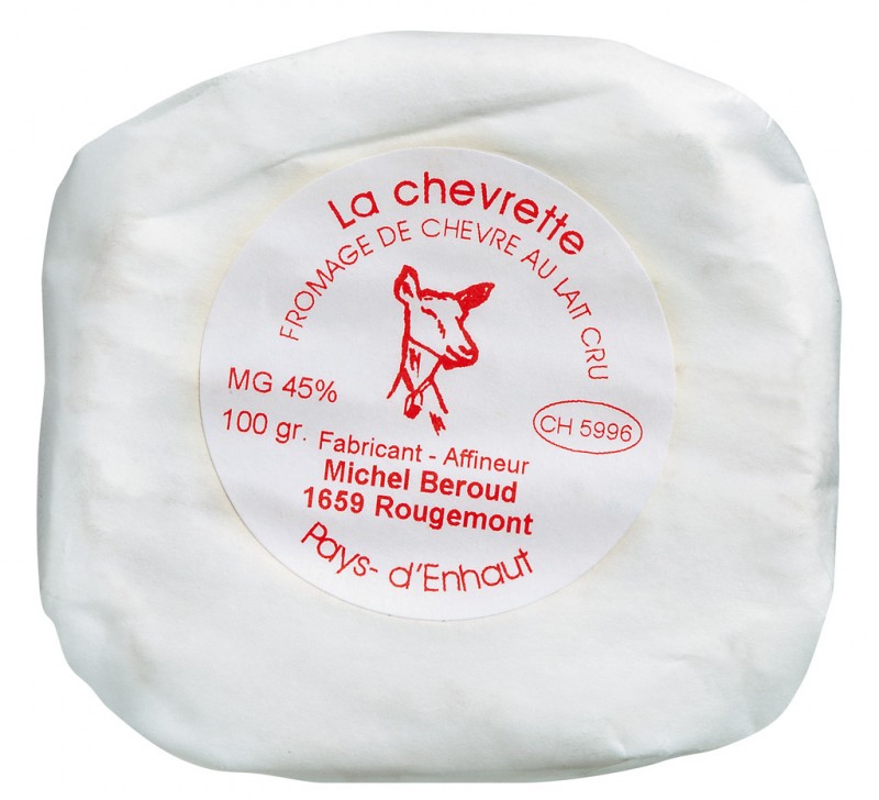 La Chevrette, queijo de leite de cabra cru com mofo branco, Michel Beroud - 100g - Pedaco