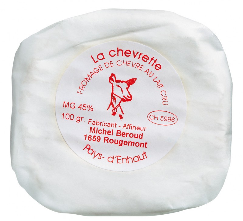 La Chevrette, keju susu kambing mentah dengan acuan putih, Michel Beroud - 100 g - sekeping