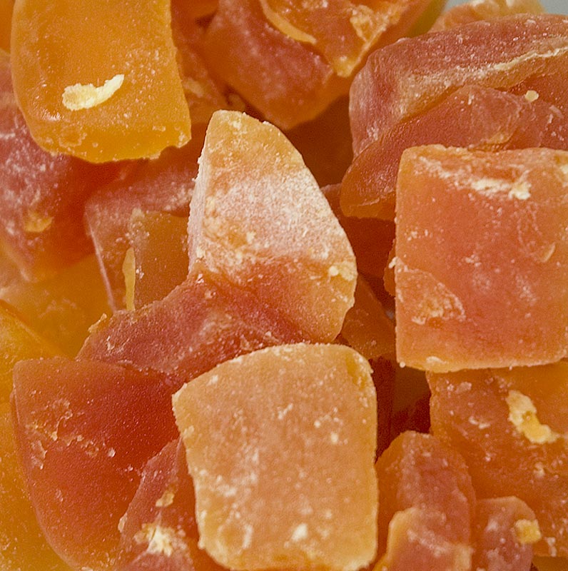 Papaya-Chunks, große Stücke, getrocknet, gezuckert, geschwefelt - 1 kg - Beutel