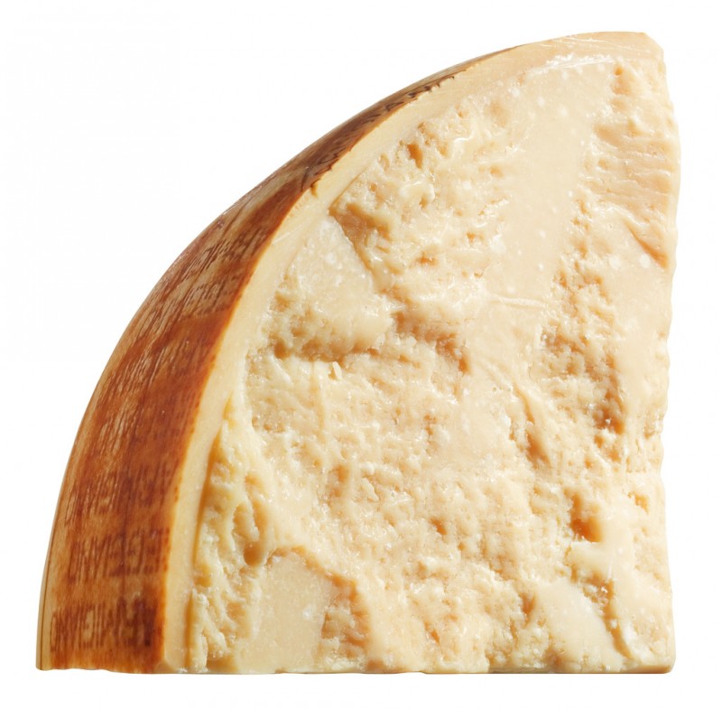 Parmigiano Reggiano delle vacche rosse, gjord av ra komjolk fran Vacche Rosse, 24 manader, Grana d`Oro - ca 4 kg - Bit