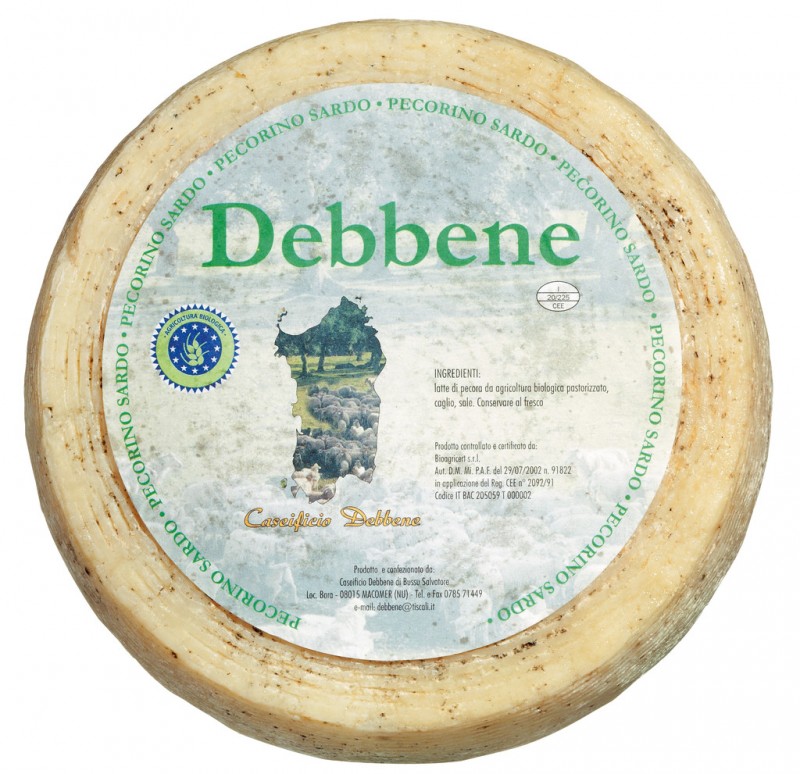 Debbene Pecorino Sardo biologico, sardisk farost, lagrad i ca 4 manader, ekologisk, Debbene - ca 3,5 kg - Bit