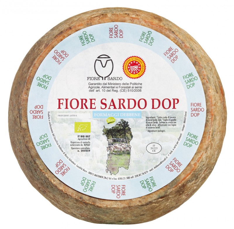 Fiore Sardo biologico, queijo de ovelha da Sardenha, maturado por aproximadamente 5-6 meses, organico, Debbene - aproximadamente 3kg - Pedaco