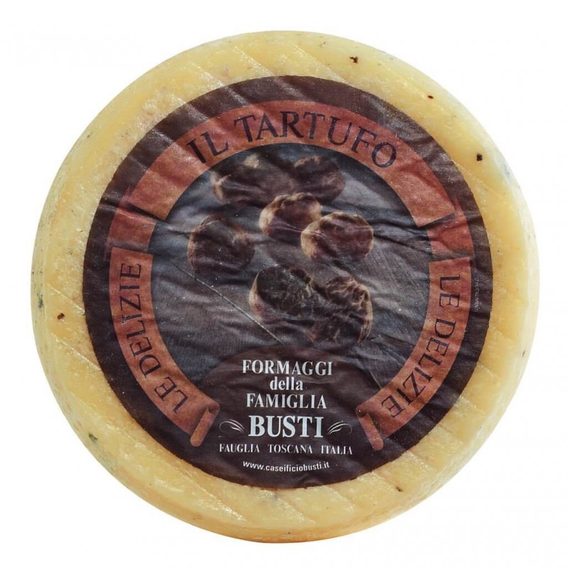 Pecorino tartufo, halvhard ost gjord pa farmjolk med tryffel, Busti - ca 1,3 kg - Bit