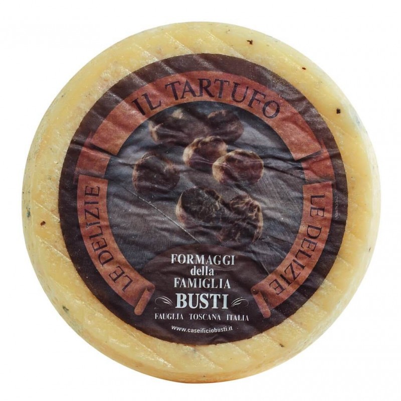 Pecorino tartufo, keju separuh keras yang diperbuat daripada susu biri-biri dengan truffle, Busti - lebih kurang 1.3 kg - sekeping Pecorino tartufo, keju separuh keras yang diperbuat daripada susu biri-biri dengan truffle, Busti - lebih kurang 1.3 kg - sekeping