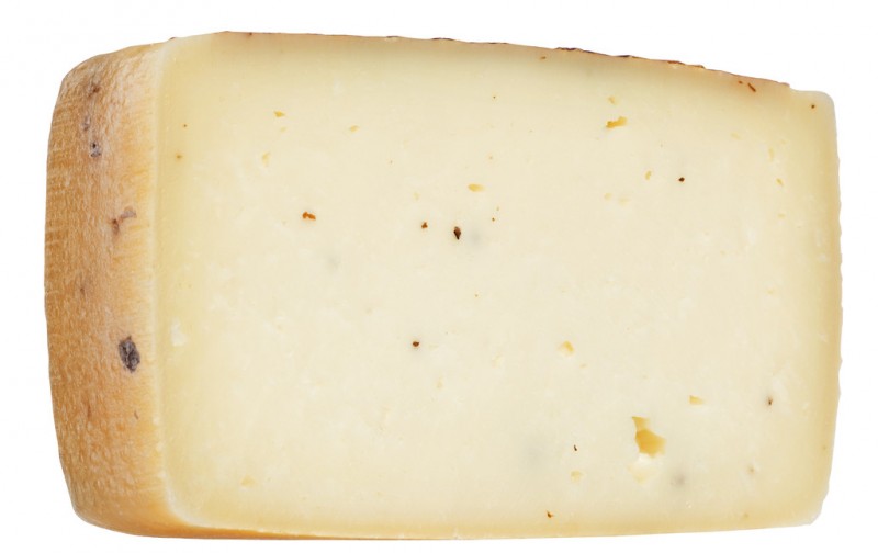 Pecorino tartufo, queso semiduro elaborado con leche de oveja con trufa, Busti - aproximadamente 1,3 kg - Pedazo