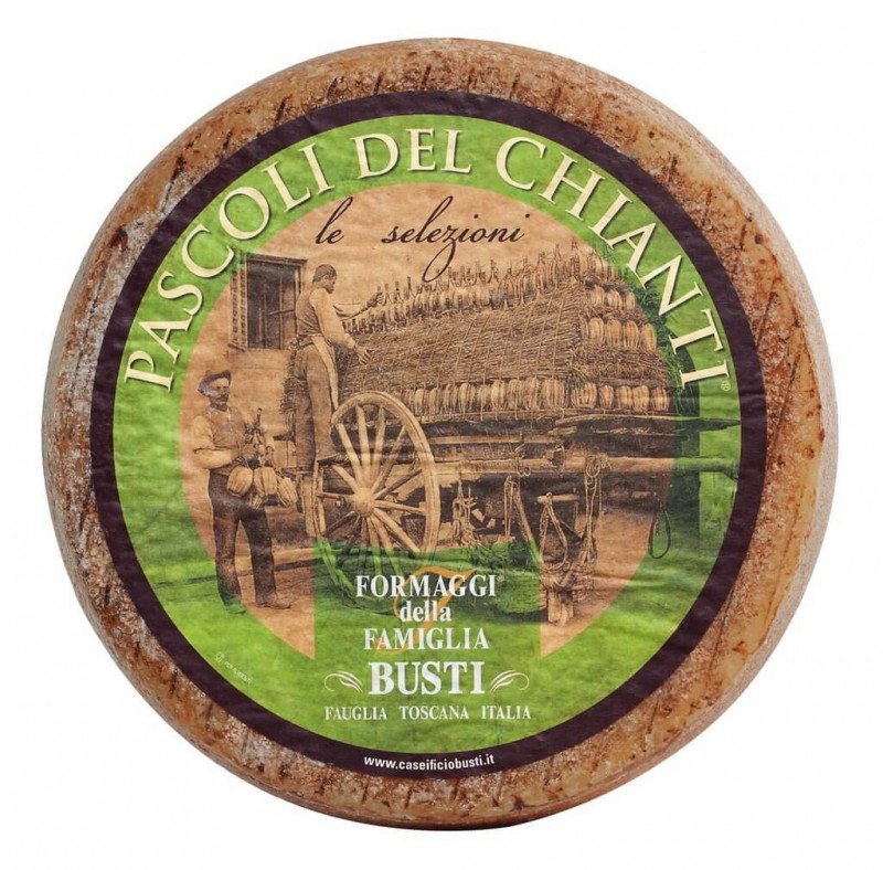 Pecorino pascoli del Chianti, queijo semiduro feito com leite de ovelha da regiao de Chianti, Busti - aproximadamente 2,5 kg - Pedaco